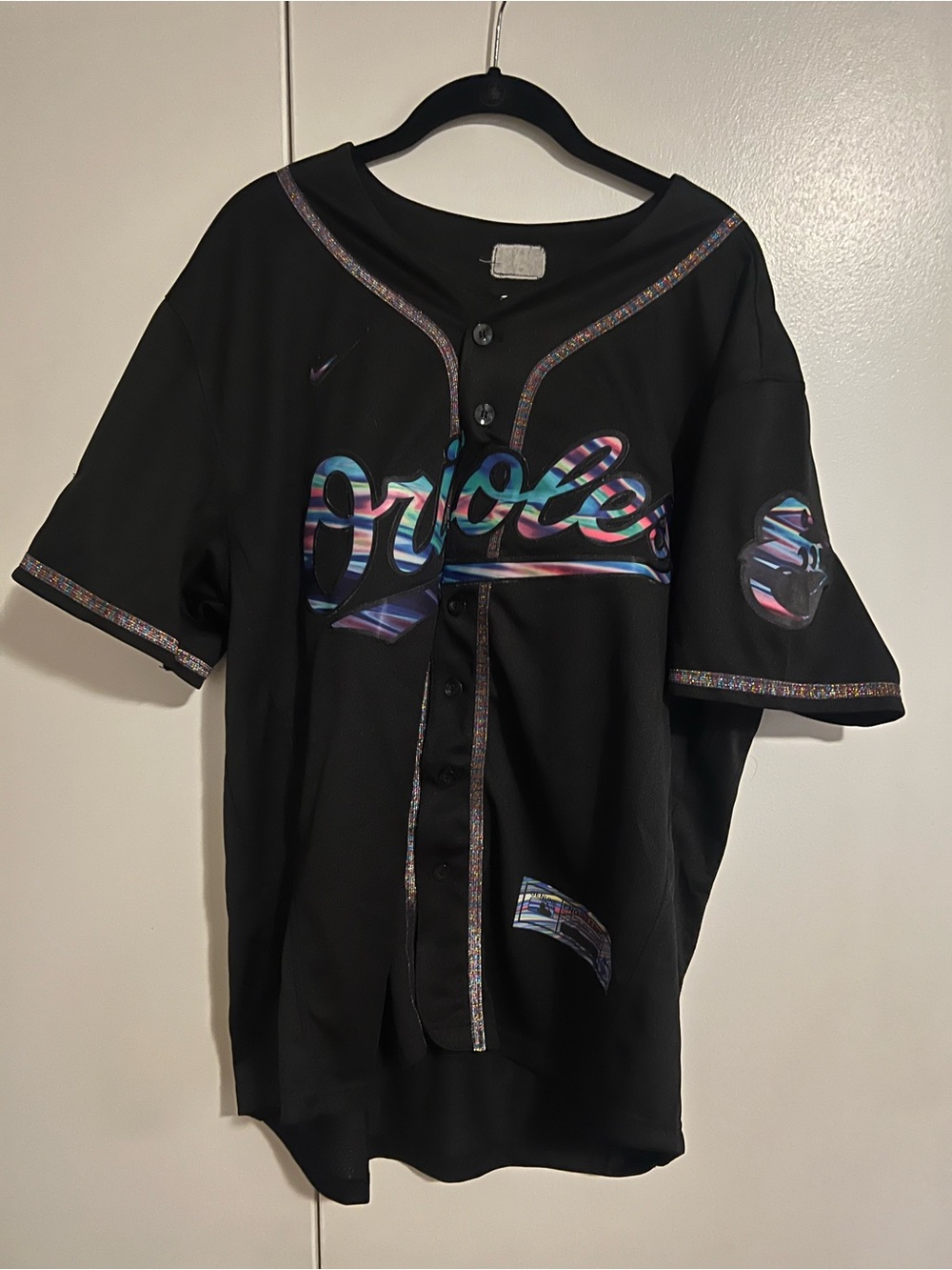 Nike Gunnar Henderson Black Jersey with Iridescent Multicolor Orioles Script